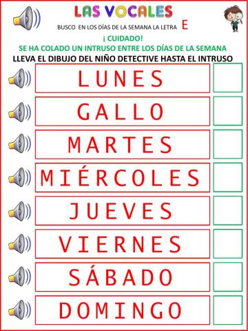 Busco la E en los días de la semana