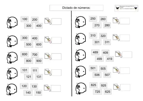Dictado de números centenas
