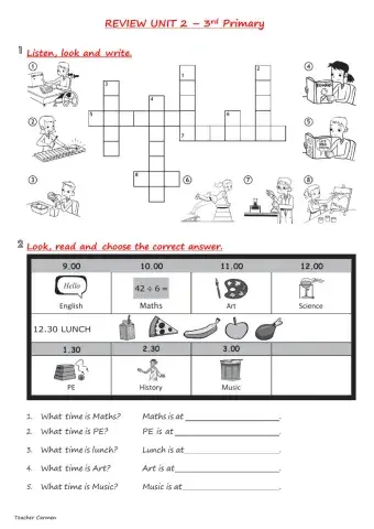 4th Primary - Review Unit 2