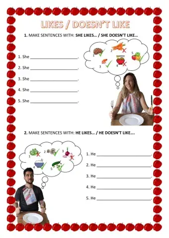 He She It likes doesn't like