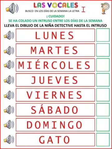 Busco la I en los días de la semana