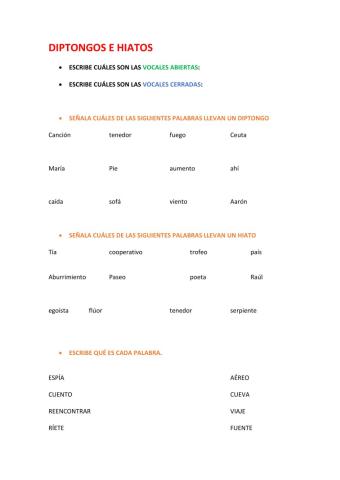 Diptongos e hiatos