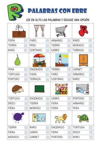 Identificación de palabras con erre