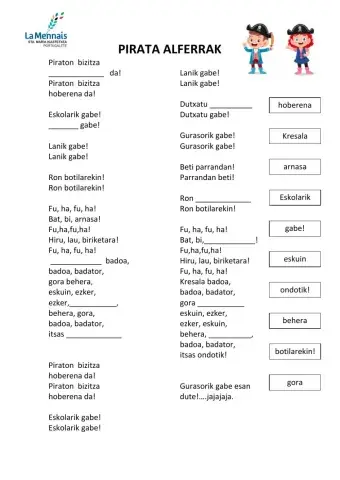 Pirata alferrak abestia