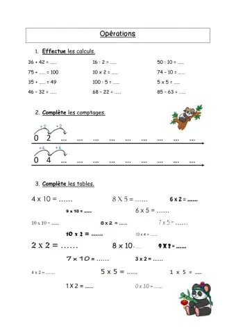 Opérations diverses