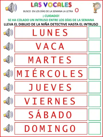 Busco la O en los días de la semana