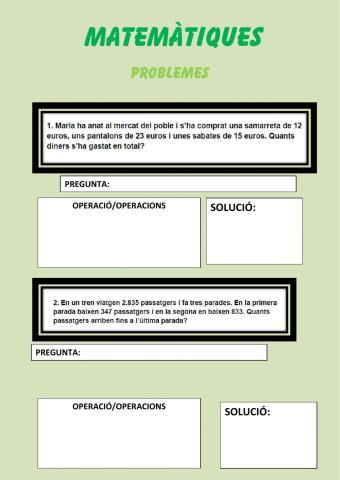 MATEMÀTIQUES problemes