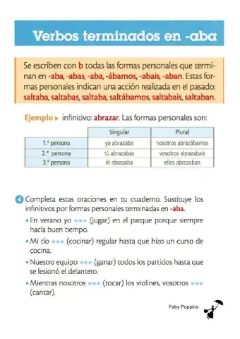 Verbos terminados en -aba