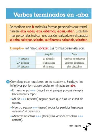 Verbos terminados en -aba