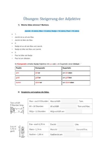 Übungen: Steigerung der Adjektive