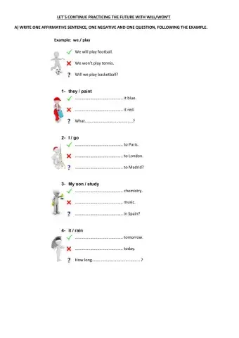 Future practice with will-won't