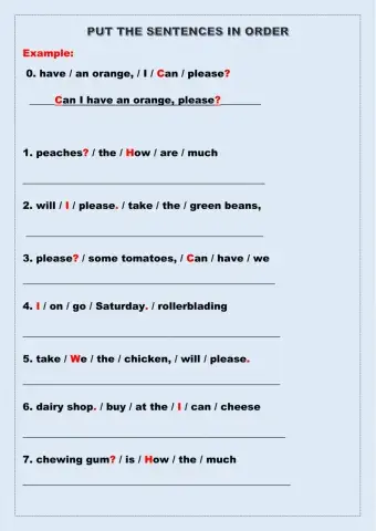 Write the sentences in order