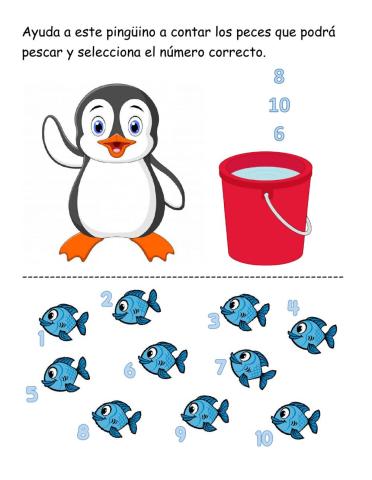 Pinguino y peces