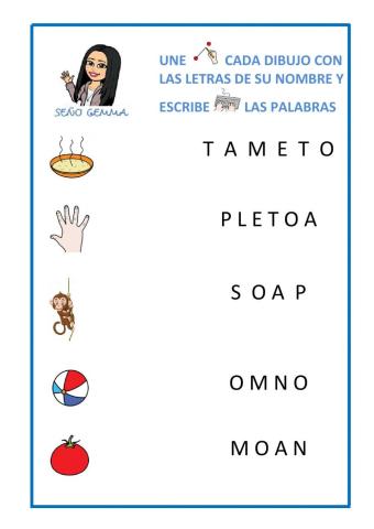 Ordena letras para formas palabras