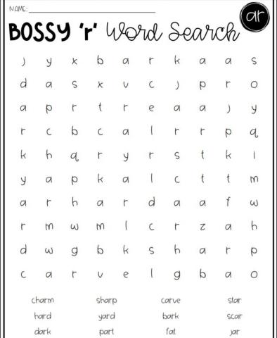 Bossy R Word Search AR