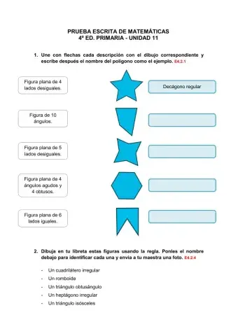 4º Examen Matemáticas U11