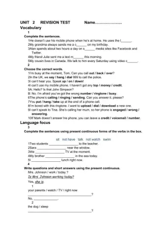 unit 2 test Eng plus 2