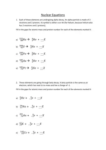Nuclear decay equations