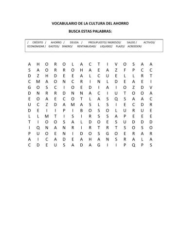 Vocabulario del ahorro