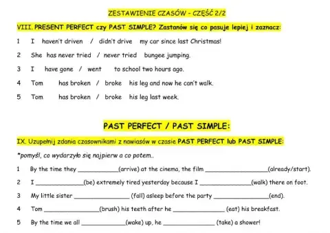 Klasa 8 powtórka czasów i struktur gramatycznych 2-2