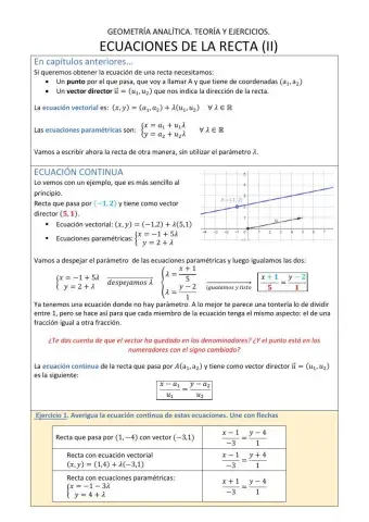Ecuación continua de la recta