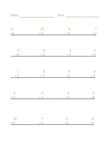 5, 3 & 2 Times Tables