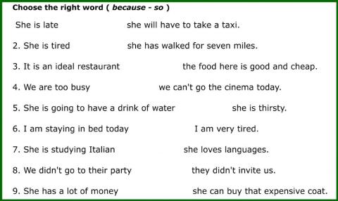Linking words ( because - so )
