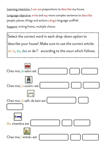 Describing my house with French prepositions