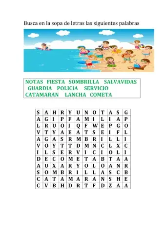 SOPA DE LETRAS VERANO 3º