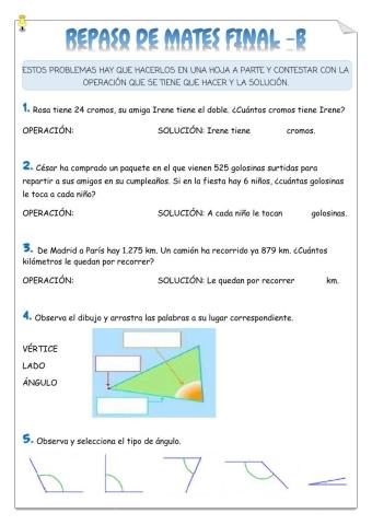 Repaso de mateticas. Problemas, geometría