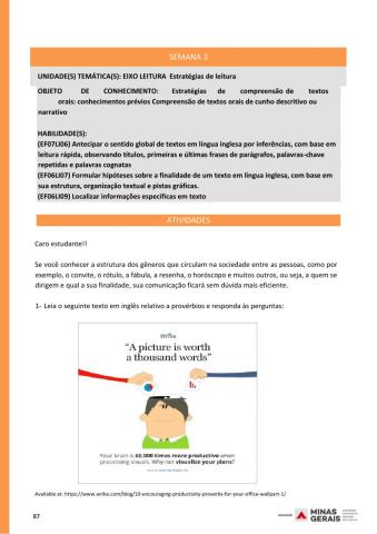 7th Grade English Class Part I Week III