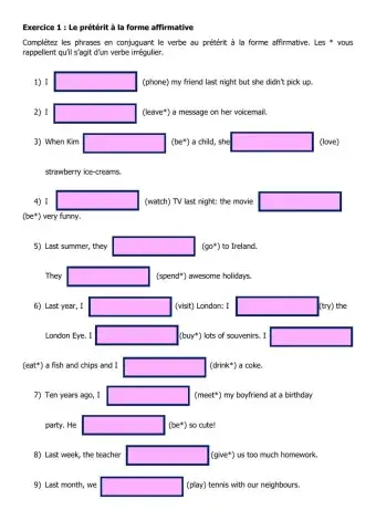 Prétérit forme affirmative 1