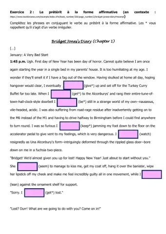 Prétérit forme affirmative 2 en contexte