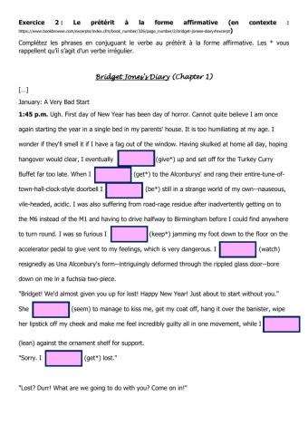 Prétérit forme affirmative 2 en contexte