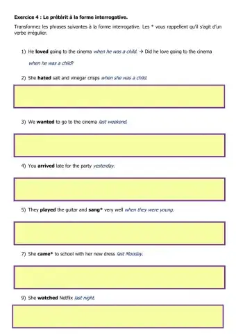 Prétérit forme interrogative