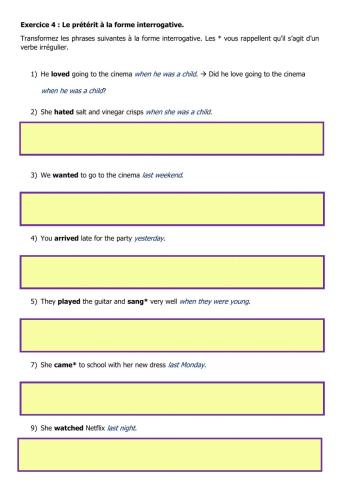 Prétérit forme interrogative