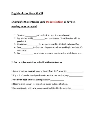 Have to,need to,must,should