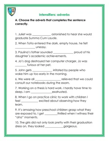 Intensifiers: adverbs