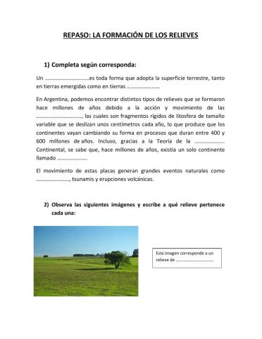 Procesos de conformación de relieve