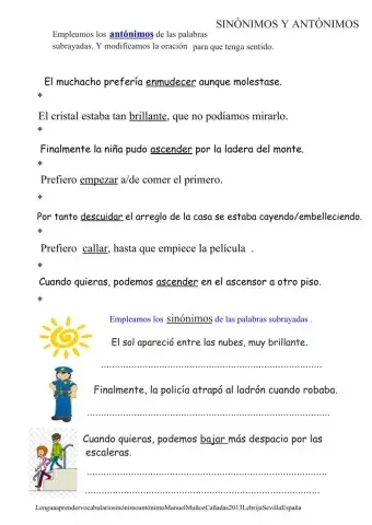 Completo texto con sinónimos y antónimos.