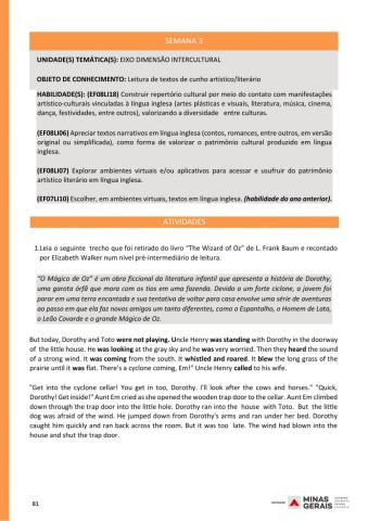 8th Grade English Class Part I Week III