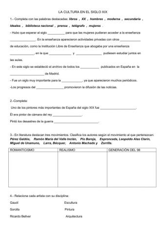 Arte y cultura siglo XIX