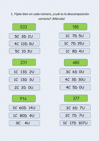 ¿Cuál es la descomposición correcta?