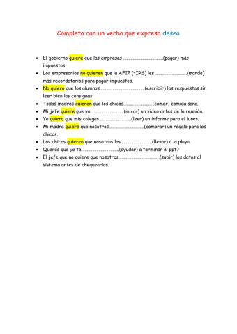 Subjuntivo con querer