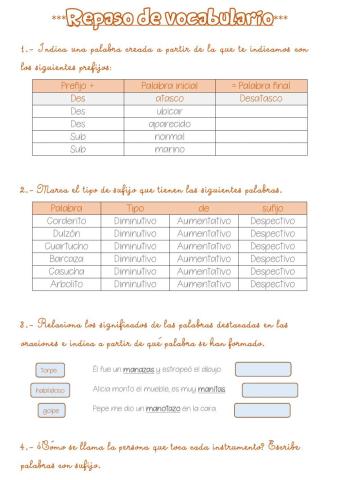 Repaso vocabulario sufijos