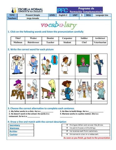 Vocabulary - Jobs and Occupations