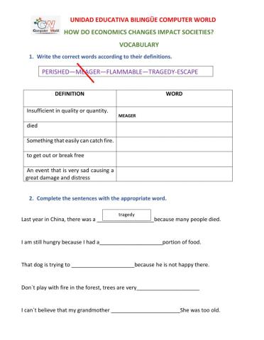 Vocabulary- A tragedy that brought a change