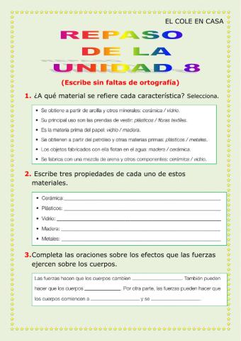 Repaso unidad 8