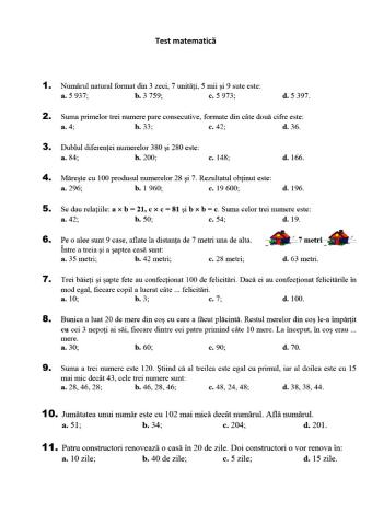 Test matematică