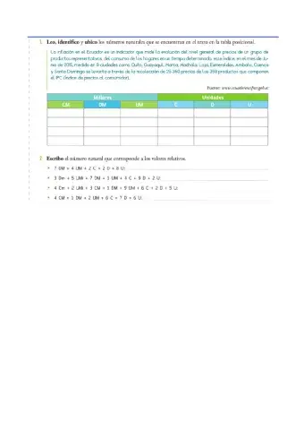 Lectura y escritura de números naturales